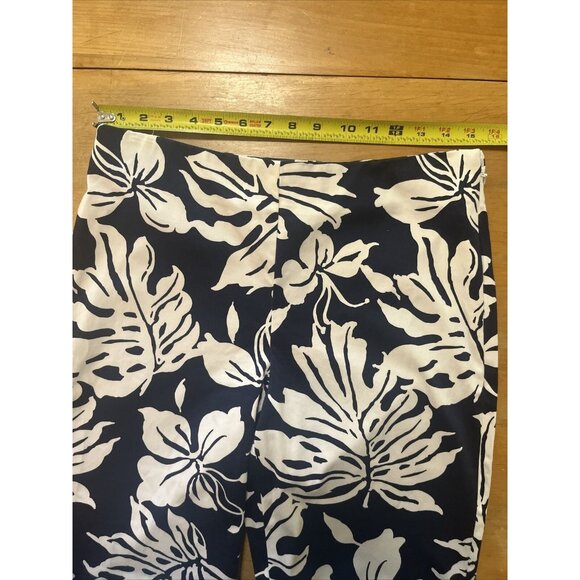 Lauren Ralph Lauren Women Navy/white Floral Print Capri Ankle Pants 10 Stretch - Picture 5 of 12